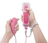 Wii Remote and Nunchuck Controller Combo - Pink (Non Oem)-Includes Silicone Sleeve and Wrist Strap