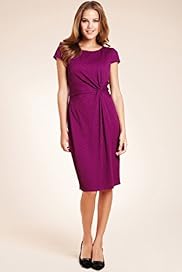Round Neck Front Twist Textured Dress