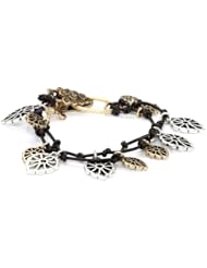 Lucky Brand "Item Bracelet" Silver-Tone and Gold-Tone Openwork Leather Bracelet