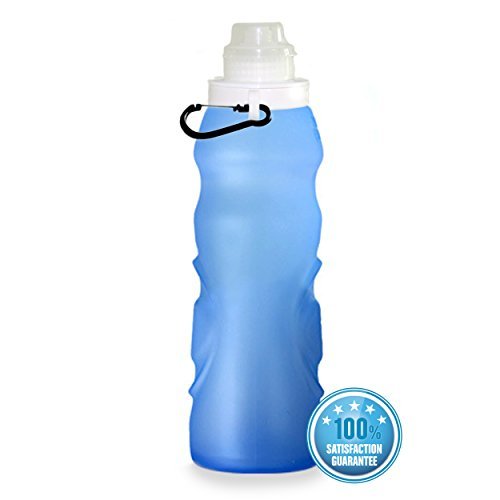 Squeezit Best Collapsible Foldable Silicone Sports Water Bottle Camping Canteens - Blue