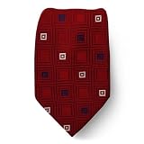 MK-382 - Brand Name Designer Michael Kors Silk Tie - Crimson Red - Navy - Silver