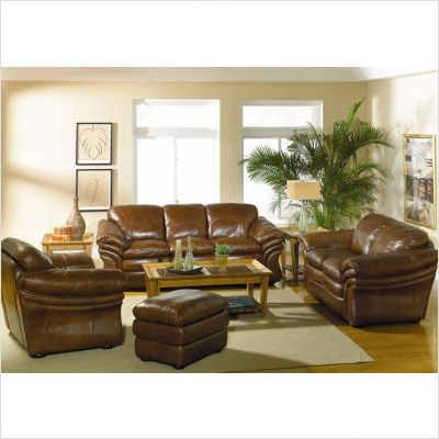 41Z8tfECQmL Bundle 06 Jensen 4 Piece Leather Living Room Set Leather: Venus Brandy