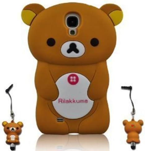 3D Cartoon Lazy Relax Bear Soft Silicone Case Cover for Samsung Galaxy S4 S Iv I9500 with 3D Stylus Pen (Brown)