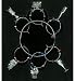 Metalla Solid Pewter Set of 6 Silver Finish Wine & Cheese Themed Wine Glass Charms with Holding Ring