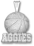 Texas A&M Aggies Solid Sterling Silver ''AGGIES'' Basketball Pendant