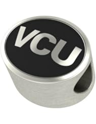 Virginia Commonwealth VCU Collegiate Bead Fits Most Pandora Style Bracelets Including Pandora, Chamilia, Biagi, Zable, Troll and More. High Quality Bead in Stock for Immediate Shipping