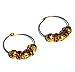 Amber Rhinestone and Gold Beaded Hoop Earrings title=