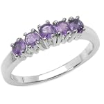 SAVE $150 - 5 Stone Round Amethyst Band Ring in 14K White Gold (1/2 ctw) $199.00