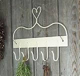 Review The Urban Garden  / heart key rack - made of metal with a cream finish - 30cm L x 20cm H