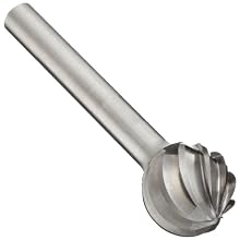 PFERD Ball Carbide Bur, Clog-Resistant, Uncoated (Bright) Finish, Single Cut, Radius End