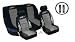 A Set of Low Back Type X Racing Style Front Bucket Seat Covers, Bench Seat Cover, Steering Wheel Cover and Shoulder Strap Cover - Grey