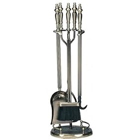 UniFlame 5 Piece Antique Brass Fireset W  Double Rods by Uniflame