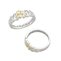 Sterling Silver Two-tone Footprints Sentiment Ring