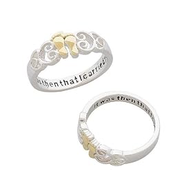 Sterling Silver Two-tone Footprints Sentiment Ring