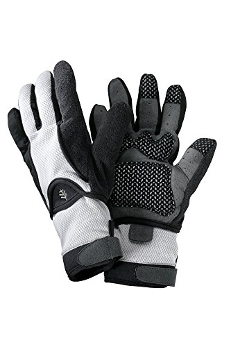 Coolibar UPF 50+ Men's Bike Gloves - Sun Protective (Small - Platinum White)