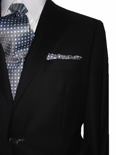 ENZO Italy 2 Button Men's Suit Solid Black  Non 