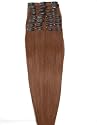 Clip in hair extension for full head 20", 100% human hair Light chestnut brown
