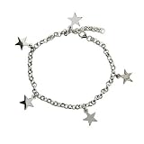 Eve's Addiction Sterling Silver Dangling Stars Anklet