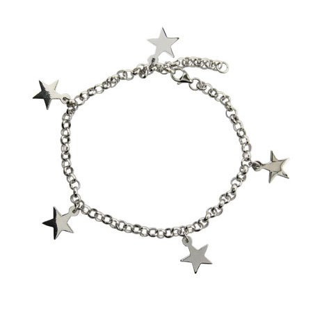 Eve's Addiction Sterling Silver Dangling Stars Anklet