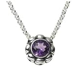 Sterling Silver and Amethyst Swirl Flower Pendant, 18 by Zina