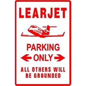LEARJET PARKING plane jet aircraft sign