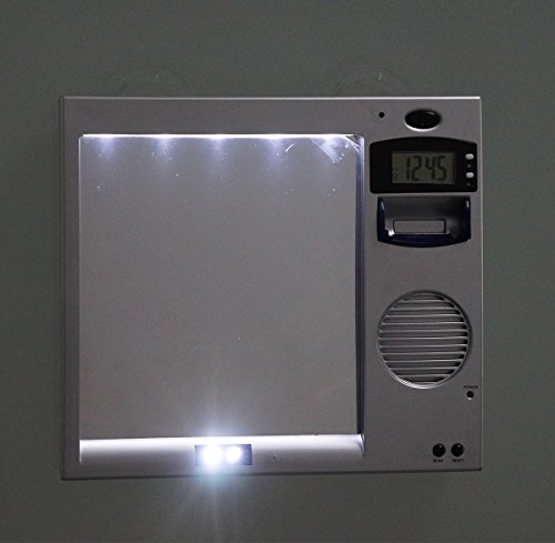 Shaver Holder Combination Antifog Mirror \u0026 Led Lights Shave Shelf \u0026 Clock \u0026 Radio Shaver Case 