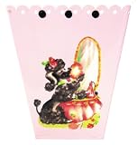 Retro Vintage Wastebasket, Trashcan, Trash Holder, Trash Basket ~ E34 Shabby Chic Pink Scalloped Edge Wastebasket with French Vintage 40's Poodle Art.