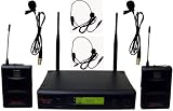 Hisonic 32-Channel UHF Wireless Microphone System with 2 Headsets & 2 Lapels, HS598L