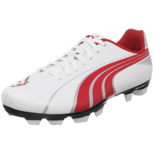 PUMA Men's Attencio I FG Soccer Cleat,White/Puma Red/Black,11.5 D US PUMA Men's Attencio I FG Soccer Cleat