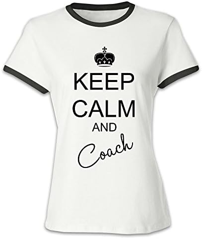 Keep Calm & Coach Lady Baseball T Shirt Black