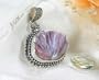Fabulous Fancy Cut Pink Rainbow Fire Mother Of PearlDesigner Sterling Silver Pendant
