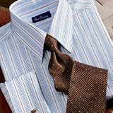 Raised Satin Stripe European Style French Cuff Dress Shirt