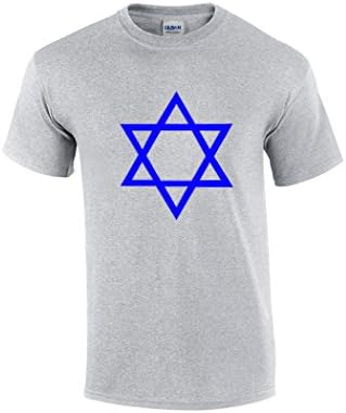 Zoobie Apparel Jewish Star | Magen David | Flag of David | Jewish Pride Israel I.D.F. Unisex T-shirt (Grey-Medium)