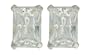 Platinum Plated Sterling Silver 7 x 5mm Emerald Cubic Zirconia Four-Prong Stud Earrings