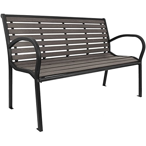 Gartenbank Sitzbank Parkbank Bank wetterfest Metall Schwarz / Polywood