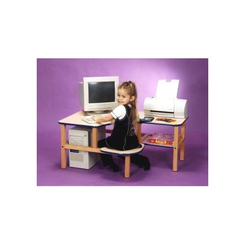 Preschool Computer Desk, white top, black edge trim