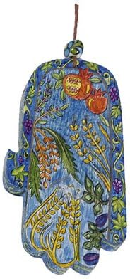 Large Hand Painted Wooden Hamsa By Yair Emanuel Vthal7