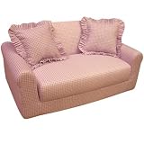Kid's Sofa Sleeper with 2 Pillows- Pink Check