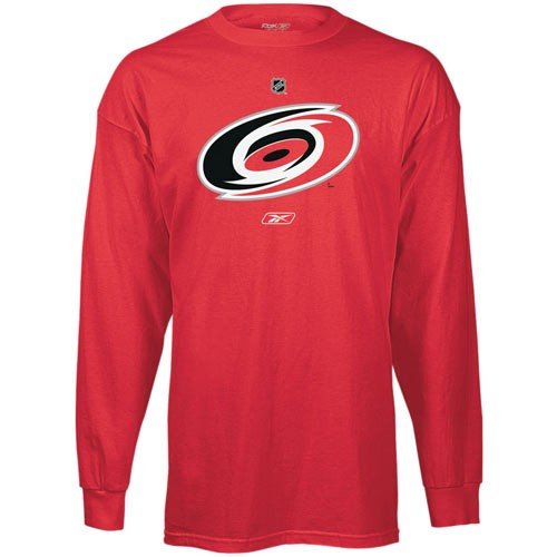 Reebok Carolina Hurricanes Red Primary Logo Long Sleeve T-shirt (Large)