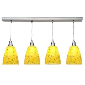 Access Lighting - 52416-BS YEL: Fire - 4 Light Glass Bar Pendant - Brushed Steel Finish... by Access Lighting