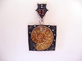 Ammonite and Garnet Pendant
