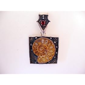 Ammonite and Garnet Pendant by 