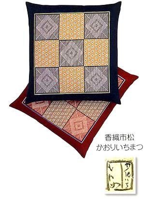 【花いちもんめ】銘仙判座ぶとんカバー香織市松　822　…５枚組