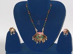 Traditional Jewelry Meenakari Necklace Set and Earrings In Multi Beads-3pc Set(Brand New) Free Shipping