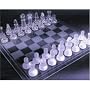 NEW Large Luxury Frosted/Polished GLASS CHESS BOARD SET