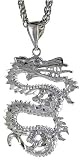 Sterling Silver 1 1/8 (29 mm) Small Diamond Cut Dragon Pendant