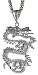 Sterling Silver 1 1/8 (29 mm) Small Diamond Cut Dragon Pendant