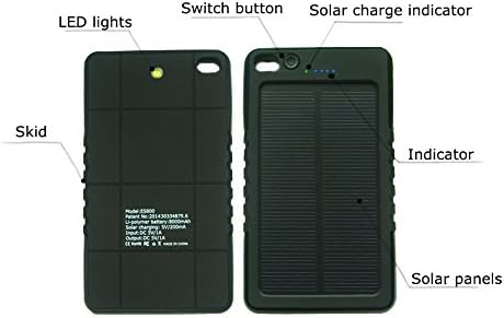 Solar Panel Mobile Charger Power Bank Batteries Pack 8000mAh Waterproof/Dirt/Shockproof Portable Spare Charger External Power Charger for iPhone 6 6 Plus 5S 5C 5 4S 4 iPods Samsung Galaxy S5 S4 S3 S2 Note 3 Note 2 and other Smart Phones