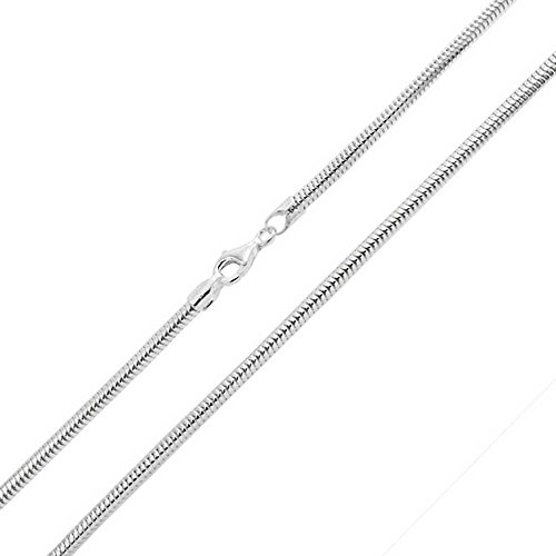 2mm thick solid sterling silver 925 stamped Italian round link SNAKE CHAIN necklace bracelet anklet with lobster claw clasp jewellery jewelry fits Pandora charms - Available in lengths: inch 6