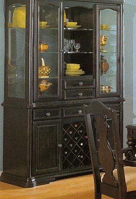 Brown Cherry Finish Hutch And Wine Rack